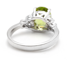 Load image into Gallery viewer, 2.70 Carats Natural Very Nice Looking Peridot and Diamond 14K Solid White Gold Ring