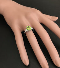 Load image into Gallery viewer, 2.70 Carats Natural Very Nice Looking Peridot and Diamond 14K Solid White Gold Ring