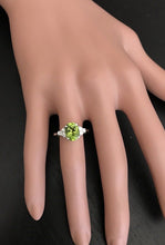 Load image into Gallery viewer, 2.70 Carats Natural Very Nice Looking Peridot and Diamond 14K Solid White Gold Ring