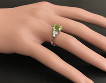 Load image into Gallery viewer, 2.70 Carats Natural Very Nice Looking Peridot and Diamond 14K Solid White Gold Ring