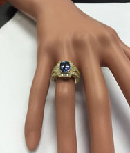 Load image into Gallery viewer, 3.60 Carats Natural Very Nice Looking Tanzanite and Diamond 14K Solid Yellow Gold Ring