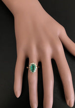 Load image into Gallery viewer, 3.05 Carats Natural Emerald and Diamond 14K Solid Yellow Gold Ring