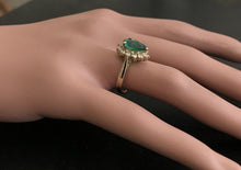 Load image into Gallery viewer, 3.05 Carats Natural Emerald and Diamond 14K Solid Yellow Gold Ring