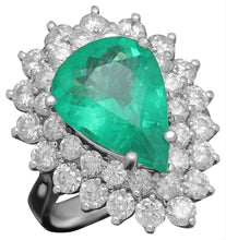 Load image into Gallery viewer, 7.40 Carats Natural Emerald and Diamond 14K Solid White Gold Ring