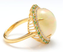 Load image into Gallery viewer, 8.55 Carats Natural Impressive Ethiopian Opal, Tsavorite and Diamond 14K Solid Yellow Gold Ring