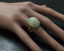 Load image into Gallery viewer, 8.55 Carats Natural Impressive Ethiopian Opal, Tsavorite and Diamond 14K Solid Yellow Gold Ring