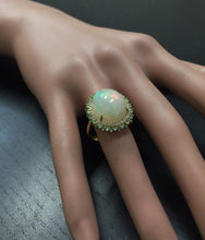 Load image into Gallery viewer, 8.55 Carats Natural Impressive Ethiopian Opal, Tsavorite and Diamond 14K Solid Yellow Gold Ring