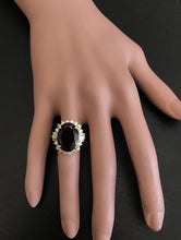 Load image into Gallery viewer, 9.95 Carats Impressive Red Garnet and Natural Diamond 14K Yellow Gold Ring