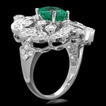Load image into Gallery viewer, 3.25 Carats Natural Emerald and Diamond 14K Solid White Gold Ring