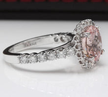 Load image into Gallery viewer, 3.65 Carats Exquisite Natural Morganite and Diamond 14K Solid White Gold Ring