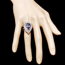 Load image into Gallery viewer, 7.20 Carats Natural Very Nice Looking Tanzanite and Diamond 14K Solid White Gold Ring