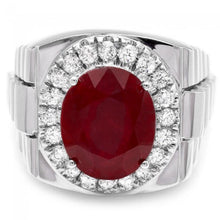 Load image into Gallery viewer, 10.30 Carats Natural Diamond &amp; Ruby 14K Solid White Gold Men's Ring