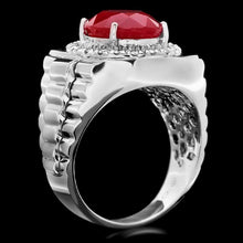 Load image into Gallery viewer, 10.30 Carats Natural Diamond &amp; Ruby 14K Solid White Gold Men's Ring