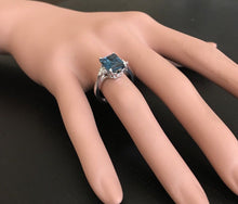Load image into Gallery viewer, 3.85 Carats Natural Impressive London Blue Topaz and Diamond 14K White Gold Ring