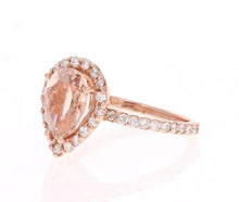 Load image into Gallery viewer, 3.70 Carats Exquisite Natural Morganite and Diamond 14K Solid Rose Gold Ring