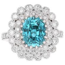 Load image into Gallery viewer, 8.30 Carats Natural Very Nice Looking Blue Zircon and Diamond 14K Solid White Gold Ring