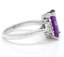 Load image into Gallery viewer, 4.15 Carats Natural Amethyst and Diamond 14K Solid White Gold Ring
