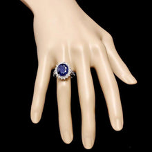 Load image into Gallery viewer, 8.30ct Natural Blue Sapphire &amp; Diamond 14k Solid White Gold Ring