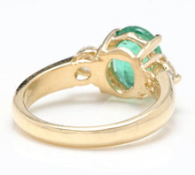Load image into Gallery viewer, 2.16 Carats Natural Emerald and Diamond 14K Solid Yellow Gold Ring