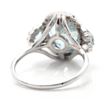 Load image into Gallery viewer, 6.90 Carats Exquisite Natural Aquamarine and Diamond 14K Solid White Gold Ring