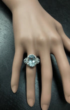 Load image into Gallery viewer, 6.90 Carats Exquisite Natural Aquamarine and Diamond 14K Solid White Gold Ring