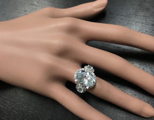 Load image into Gallery viewer, 6.90 Carats Exquisite Natural Aquamarine and Diamond 14K Solid White Gold Ring