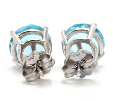 Load image into Gallery viewer, Exquisite Top Quality 4.50 Carats Natural Swiss Blue Topaz 14K Solid White Gold Stud Earrings