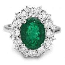Load image into Gallery viewer, 4.85 Carats Natural Emerald and Diamond 14K Solid White Gold Ring