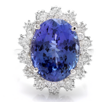 Load image into Gallery viewer, 10.50 Carats Natural Very Nice Looking Tanzanite and Diamond 14K Solid White Gold Ring