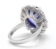 Load image into Gallery viewer, 10.50 Carats Natural Very Nice Looking Tanzanite and Diamond 14K Solid White Gold Ring