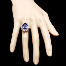 Load image into Gallery viewer, 10.50 Carats Natural Very Nice Looking Tanzanite and Diamond 14K Solid White Gold Ring