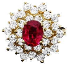 Load image into Gallery viewer, 3.40 Carats Natural Tourmaline and Diamond 14k Solid Yellow Gold Ring