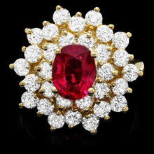 Load image into Gallery viewer, 3.40 Carats Natural Tourmaline and Diamond 14k Solid Yellow Gold Ring