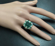 Load image into Gallery viewer, 7.30 Carats Natural Emerald and Diamond 14K Solid White Gold Ring