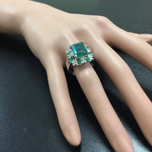 Load image into Gallery viewer, 7.30 Carats Natural Emerald and Diamond 14K Solid White Gold Ring