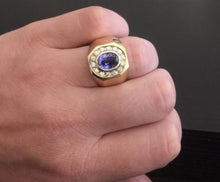 Load image into Gallery viewer, 5.10 Carats Natural Tanzanite and Diamond 14K Solid Yellow Gold Men's Ring