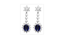 Load image into Gallery viewer, Exquisite 5.50 Carats Natural Sapphire and Diamond 14K Solid White Gold Earrings