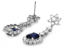 Load image into Gallery viewer, Exquisite 5.50 Carats Natural Sapphire and Diamond 14K Solid White Gold Earrings