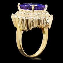 Load image into Gallery viewer, 9.40 Carats Natural Splendid Tanzanite and Diamond 14K Solid Yellow Gold Ring