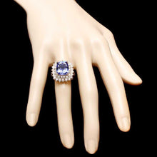 Load image into Gallery viewer, 9.40 Carats Natural Splendid Tanzanite and Diamond 14K Solid Yellow Gold Ring