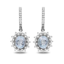 Load image into Gallery viewer, Exquisite 9.60 Carats Natural Aquamarine and Diamond 14K Solid White Gold Earrings