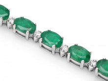 Load image into Gallery viewer, Very Impressive 14.60 Carats Natural Emerald &amp; Diamond 14K Solid White Gold Bracelet