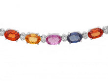 Load image into Gallery viewer, 33.60Ct Natural Multi-Color Sapphire and Diamond 14K Solid White Gold Necklace