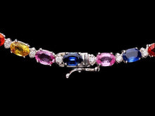 Load image into Gallery viewer, 33.60Ct Natural Multi-Color Sapphire and Diamond 14K Solid White Gold Necklace