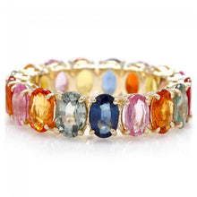 Load image into Gallery viewer, 10.00 Carats Exquisite Natural Multi-Color Sapphire 14K Solid Yellow Gold Ring
