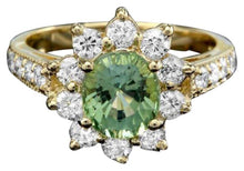 Load image into Gallery viewer, 2.70 Carats Natural Tourmaline and Diamond 14k Solid Yellow Gold Ring