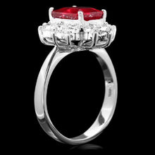 Load image into Gallery viewer, 4.10 Carats Impressive Natural Red Ruby and Diamond 14K White Gold Ring