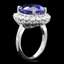 Load image into Gallery viewer, 10.40 Carats Natural Very Nice Looking Tanzanite and Diamond 14K Solid White Gold Ring