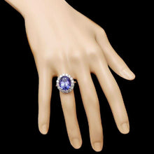 Load image into Gallery viewer, 10.40 Carats Natural Very Nice Looking Tanzanite and Diamond 14K Solid White Gold Ring