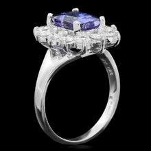 Load image into Gallery viewer, 4.50 Carats Natural Very Nice Looking Tanzanite and Diamond 14K Solid White Gold Ring